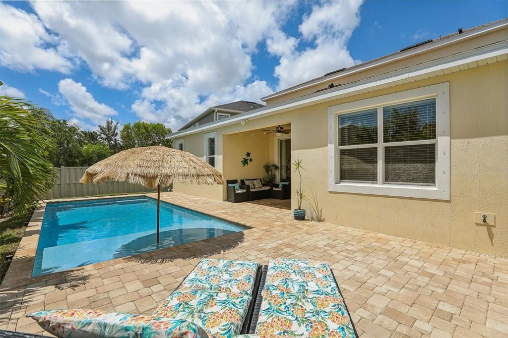 Pool with sunshelf for lounging and tanning