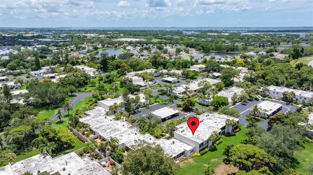 Aerial view of property on the backside of unit