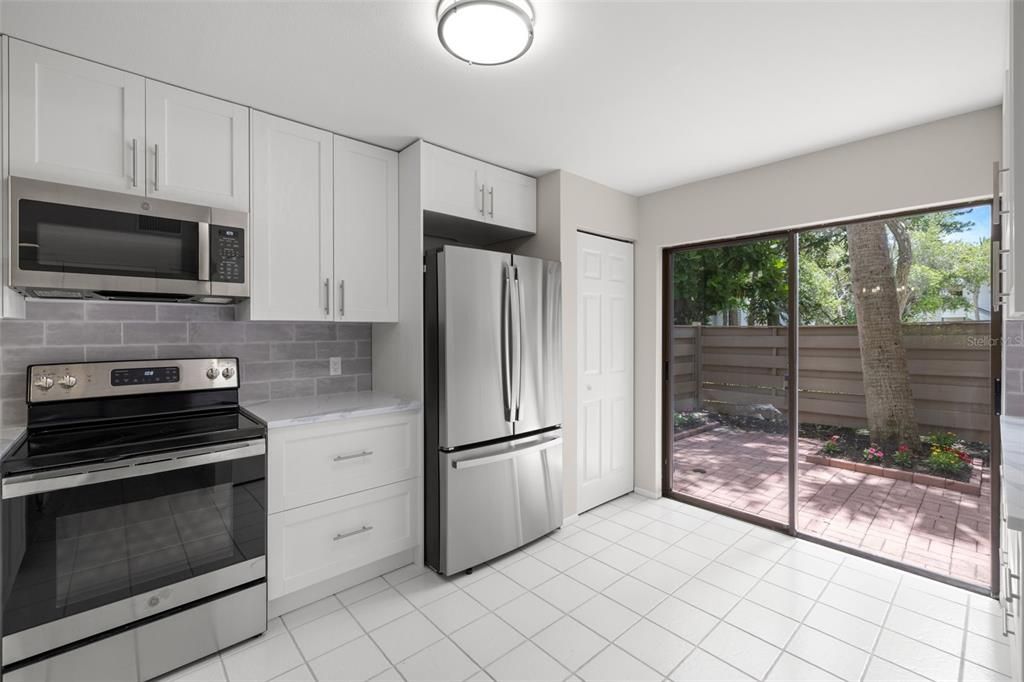 View of courtyard from updated kitchen