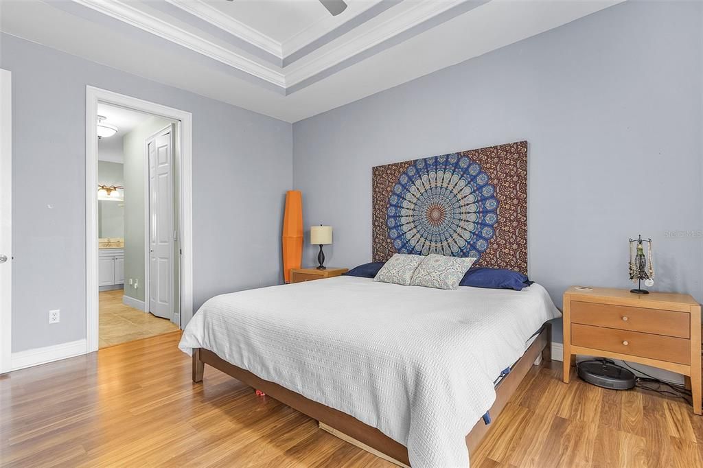 Master bedroom showing entrance to bathroom