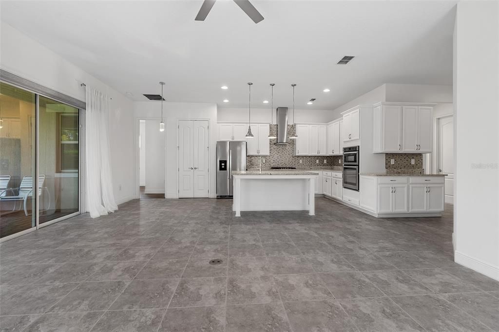 Kitchen opens to living room for today's lifestyle