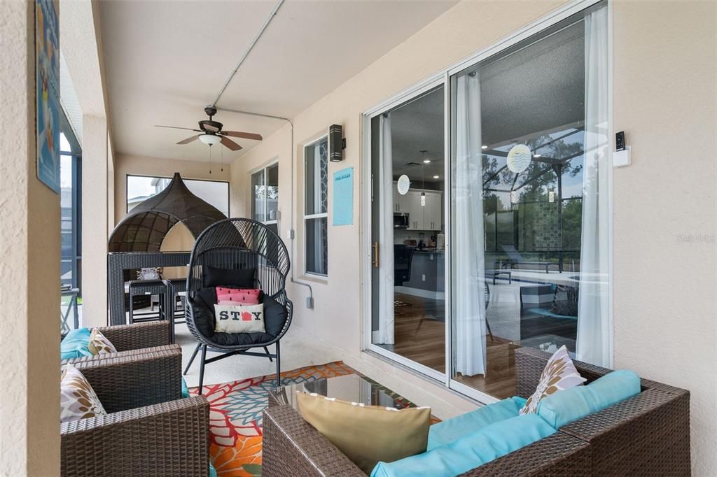 Garage transformed into entertainment area