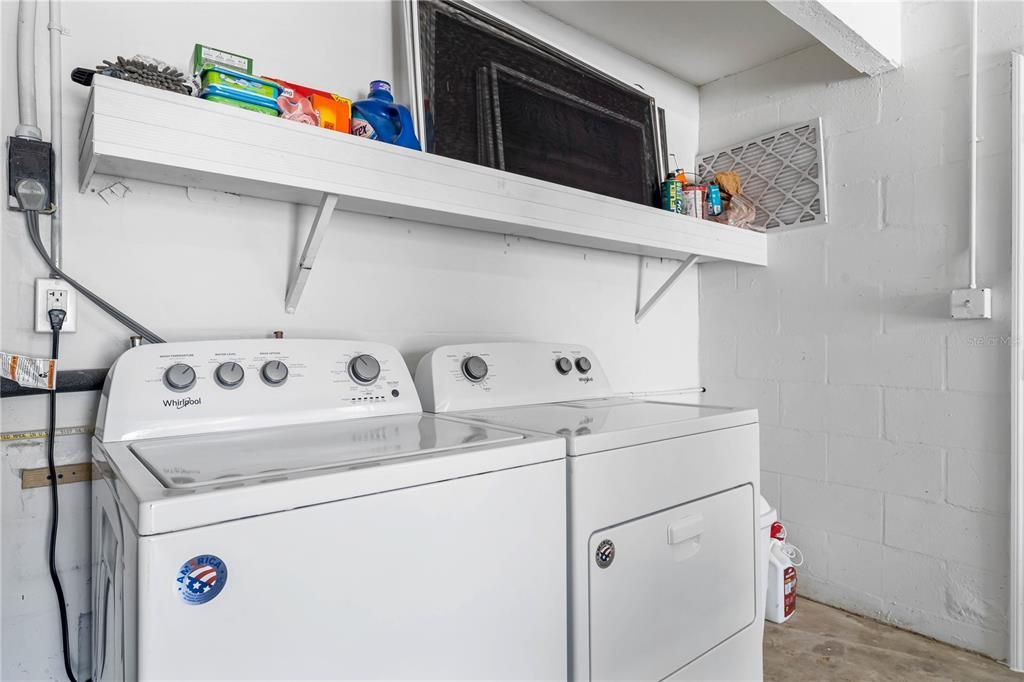 laundry inside garage