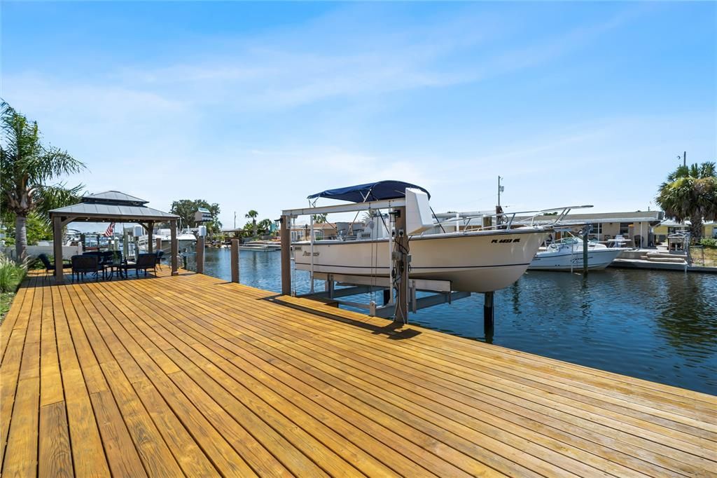 70 feet of stunning waterfront looking down the canal towards the mouth of the Gulf