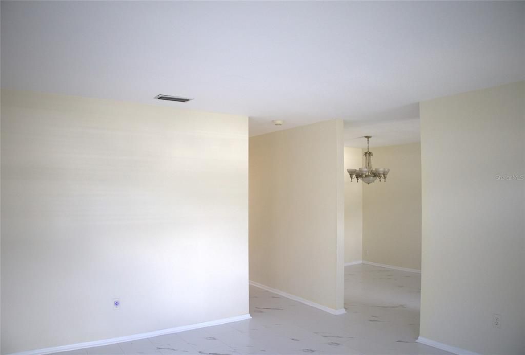 Living Room view of Hallway and Dining Room