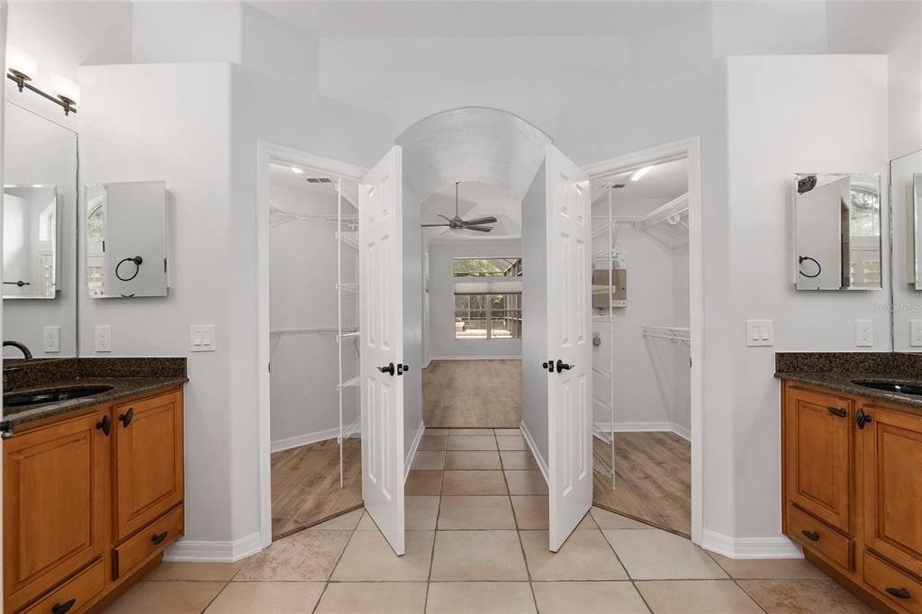 TWO LARGE WALK IN CLOSETS IN OWNER'S BATH