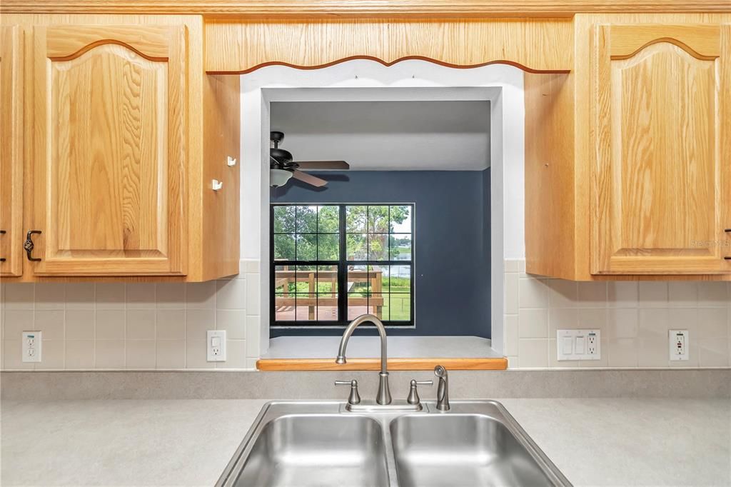 View of lake from kitchen