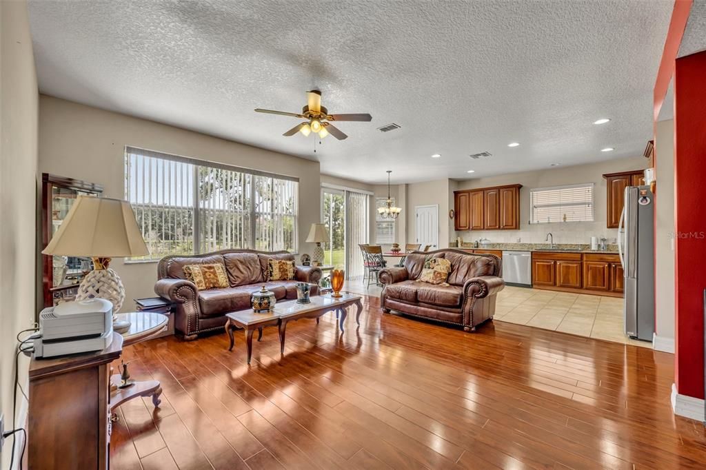 Family Room with Kitchen behind