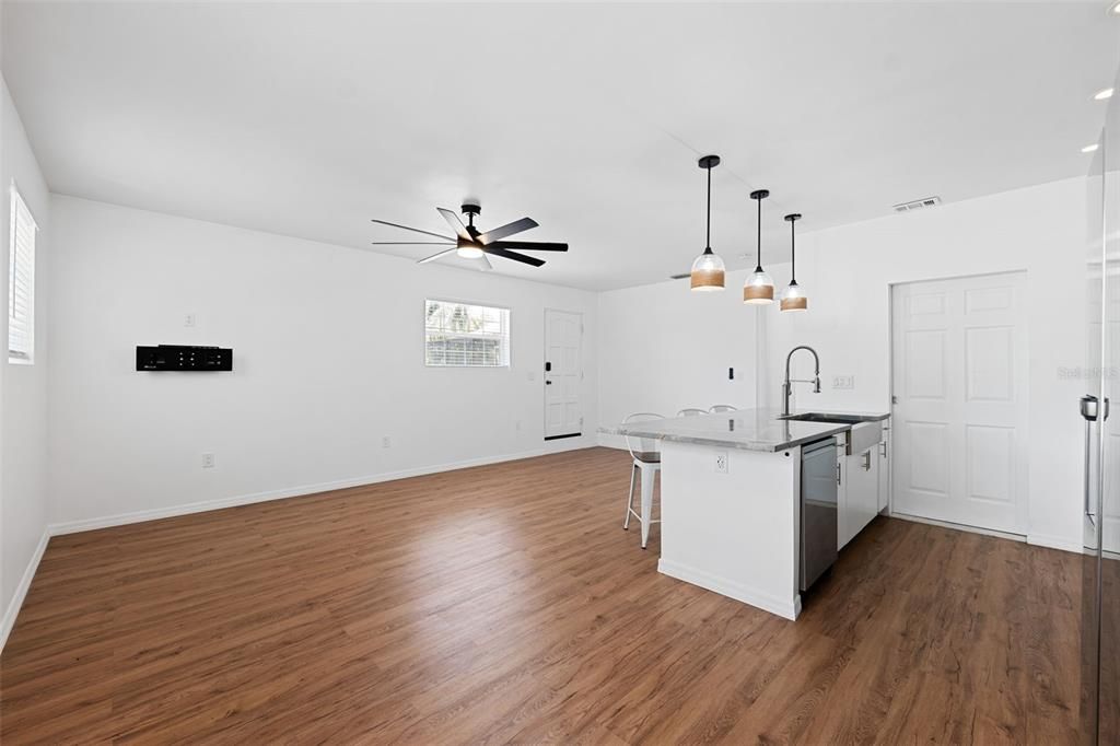 The kitchen with Wall mounted TV makes for a great place to cook and watch the games