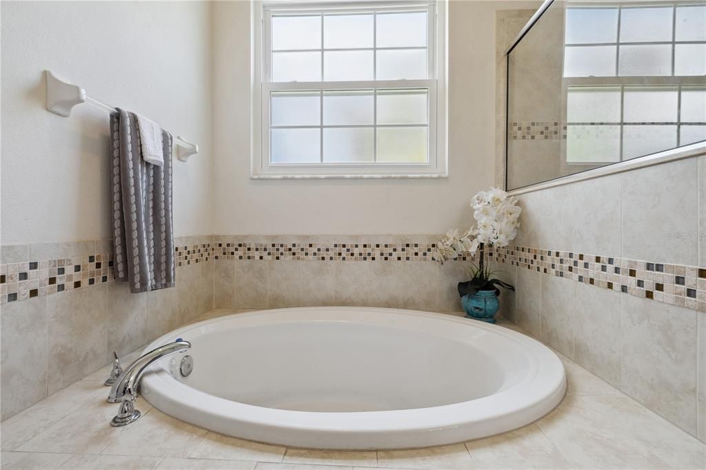 Relaxing soaking tub...window opens to allow in fresh air on beautful days!