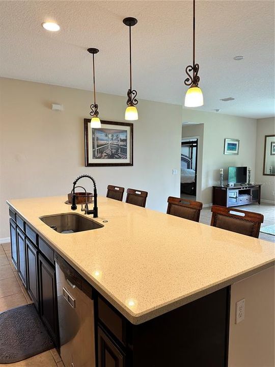 Breakfast bar view towards family area