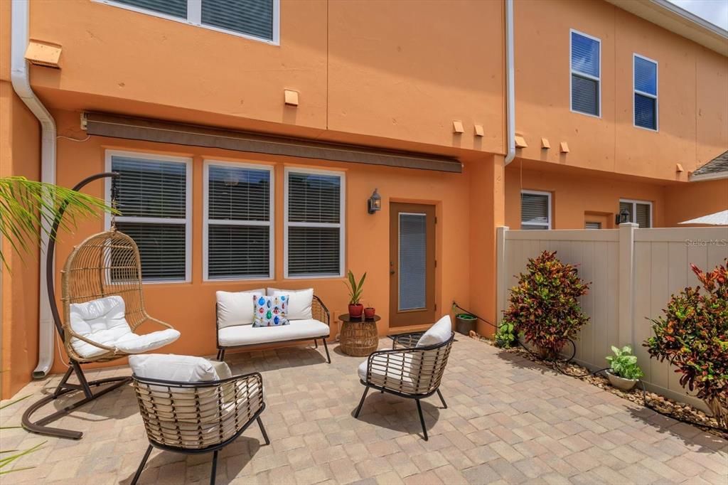 Paver patio and privacy fencing in private courtyard