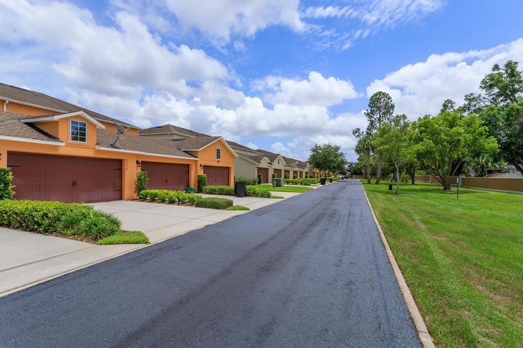 Private back driveways with greenspace