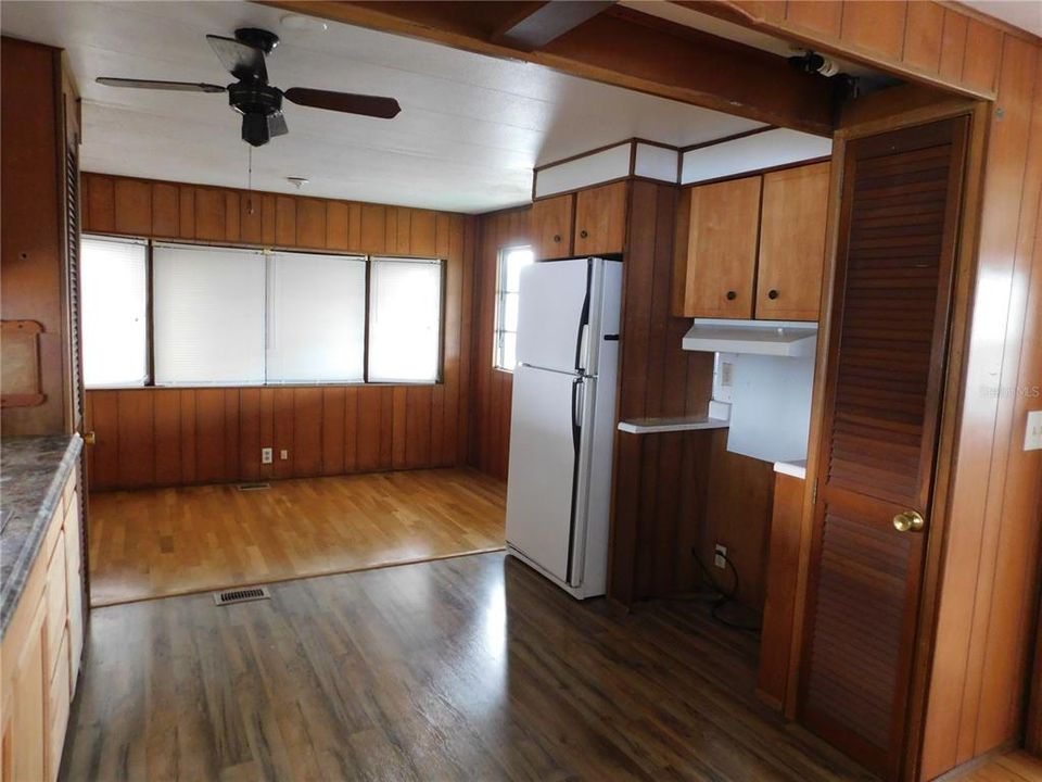 Kitchen and dinette.   Ready for gas or electric range.