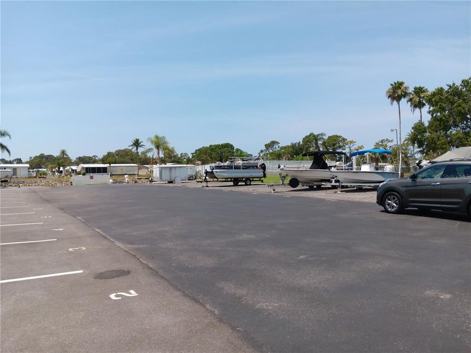 Empty spaces in the boat/kayak/RV storage area.