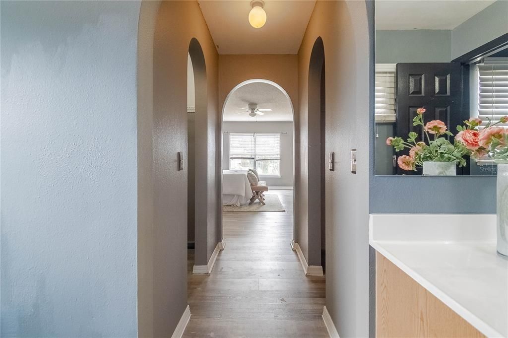 Primary Bedroom Hall with dual WI closets