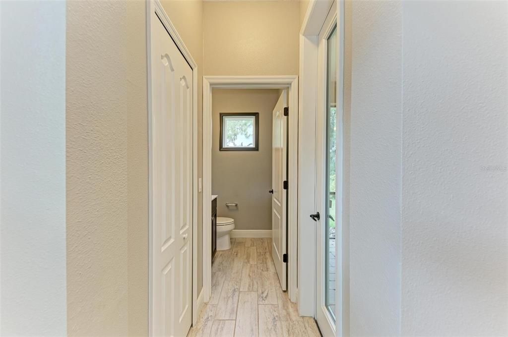 View from breakfast nook to half bath and door on right is to lanai