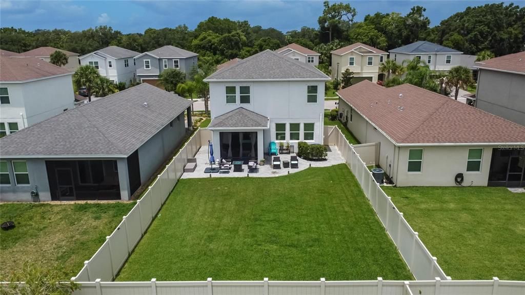 Large fenced private backyard