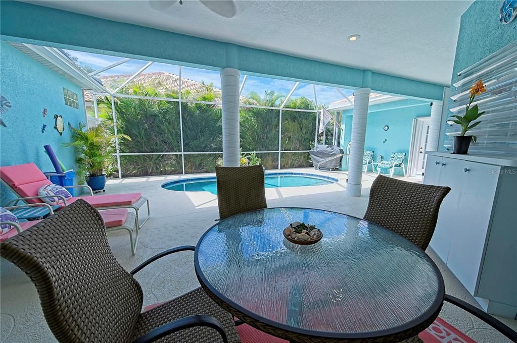 Patio table and courtyard