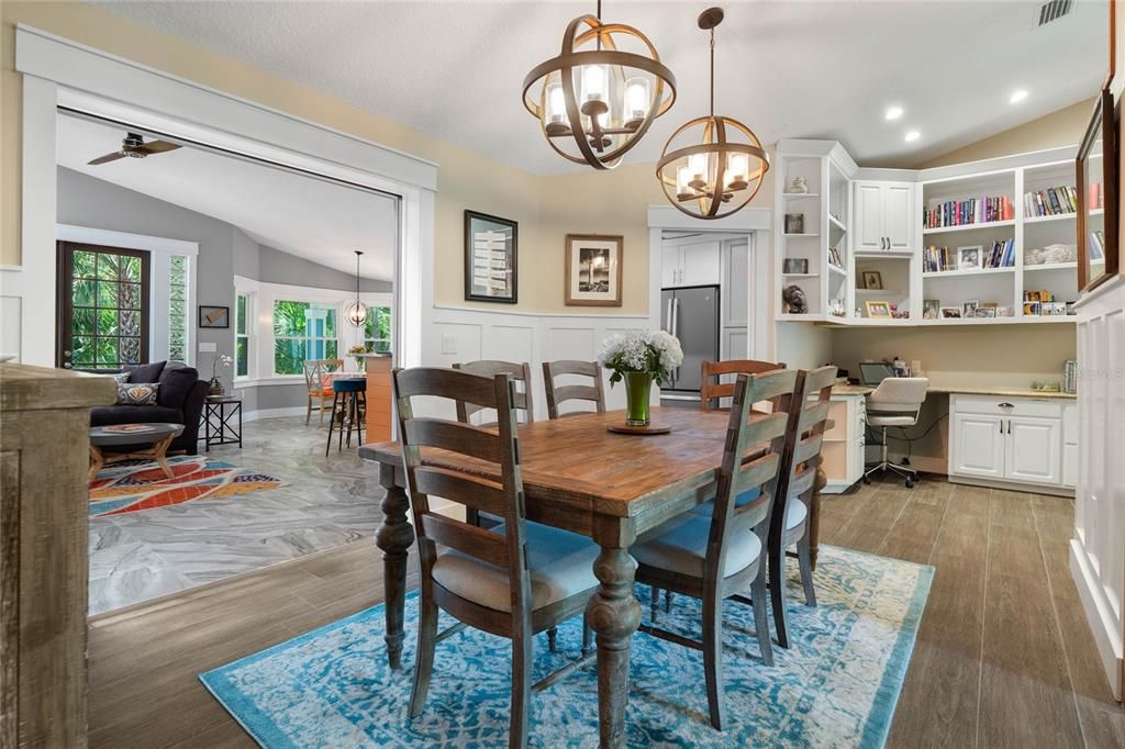 Dining Room with pocket doors open