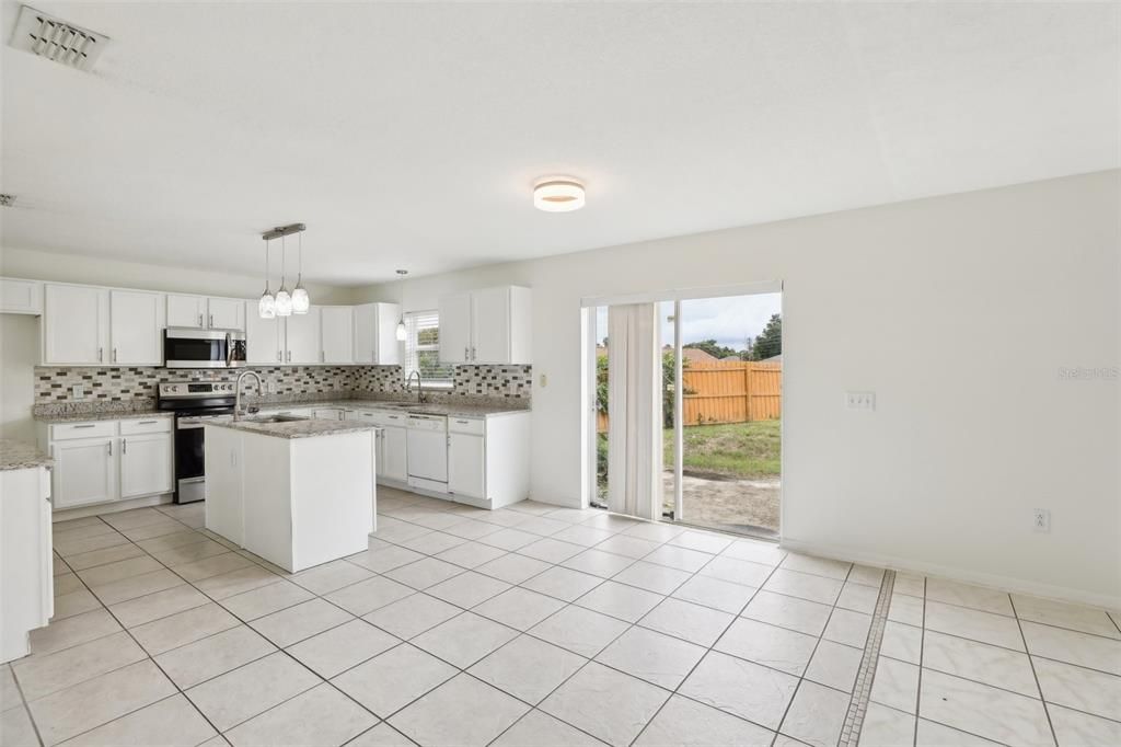 Kitchen with Nook Area & Family Room