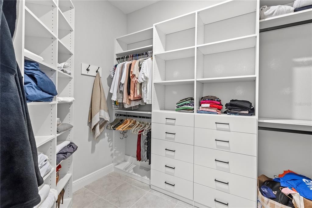 Primary Bedroom Walk-in Closet with Built-in Organizer System