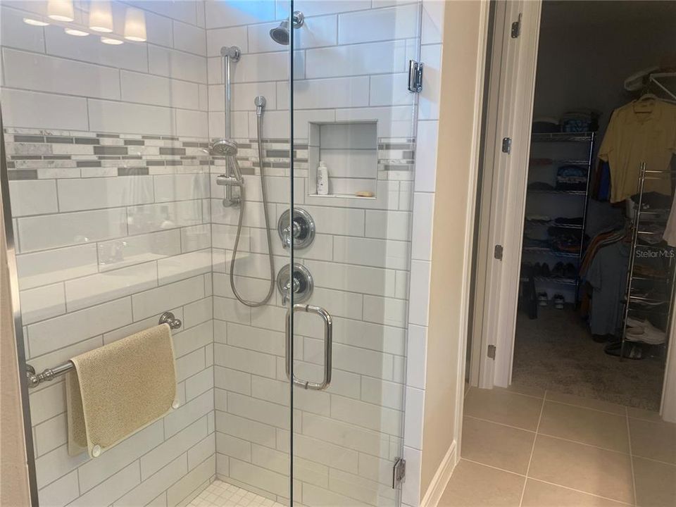 Walk in shower with upgraded glass doors