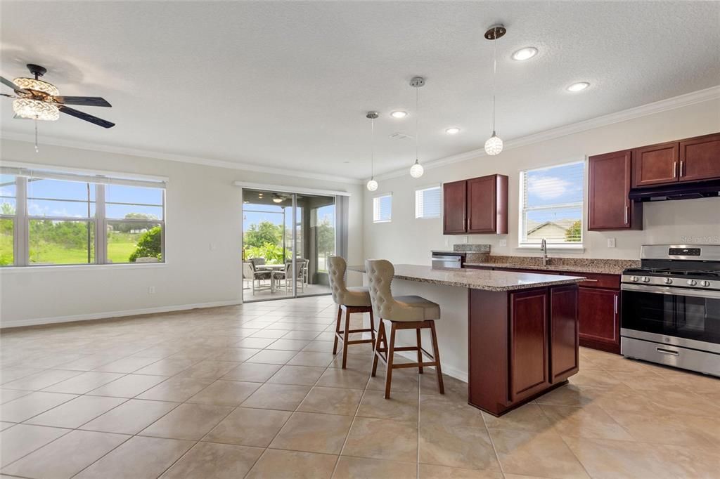 Gathering Room Open to Kitchen and Dining