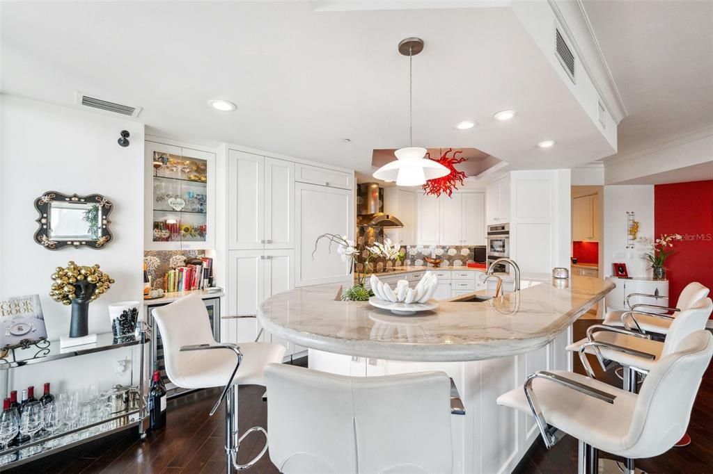 Sit around the bar area, led lights, bar stools, tons of space!