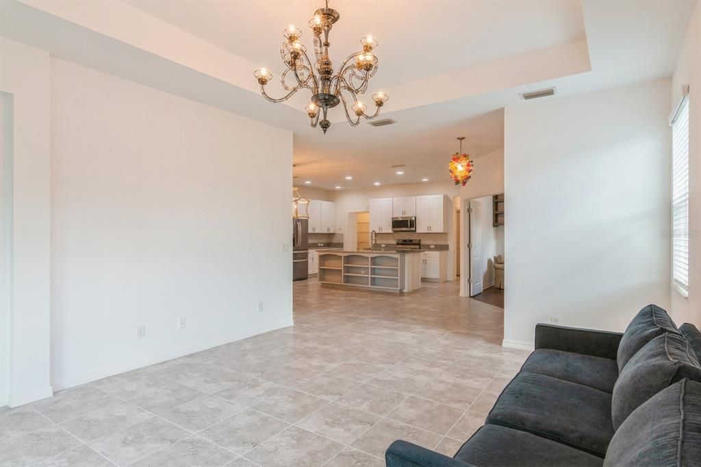 Living Room looking to Kitchen and Dining.