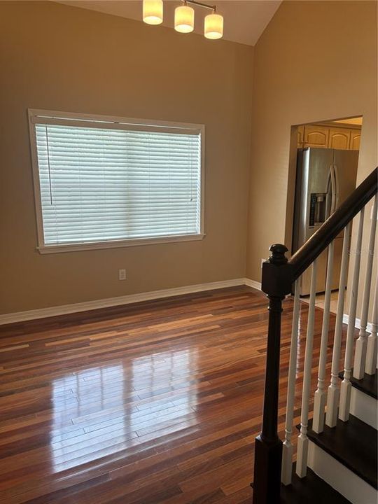 Staircase view from dining room