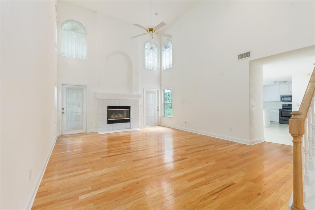 17 foot ceiling in living room