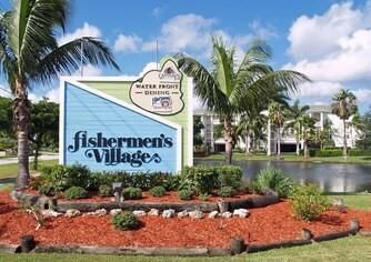 ENTRANCE TO FISHERMEN'S VILLAGE, A QUICK STROLL OR BIKE RIDE, TIKE BAR, RESTAURANTS AND SHOPS