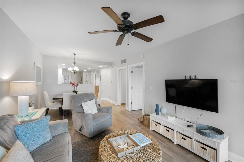 Living Area, with private waterfront balcony off the living area