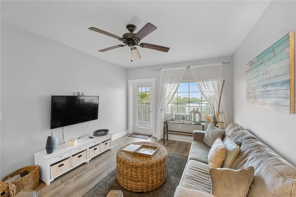 Living Area, with private waterfront balcony off the living area