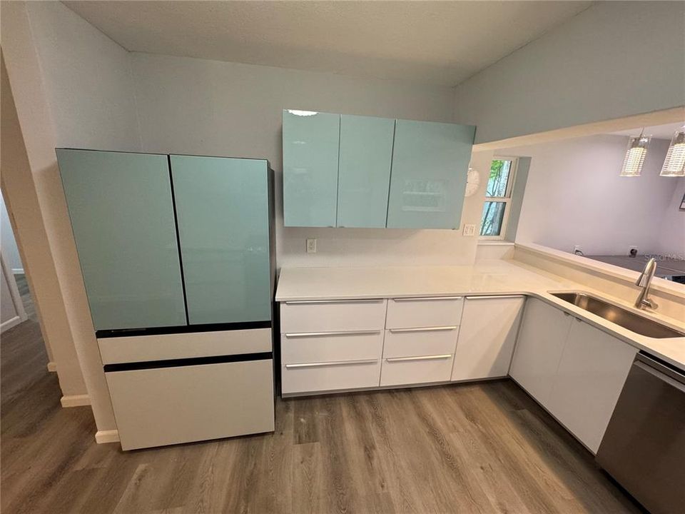 Kitchen Fridge and Cabinets