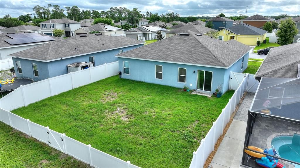 Aerial view of back yard