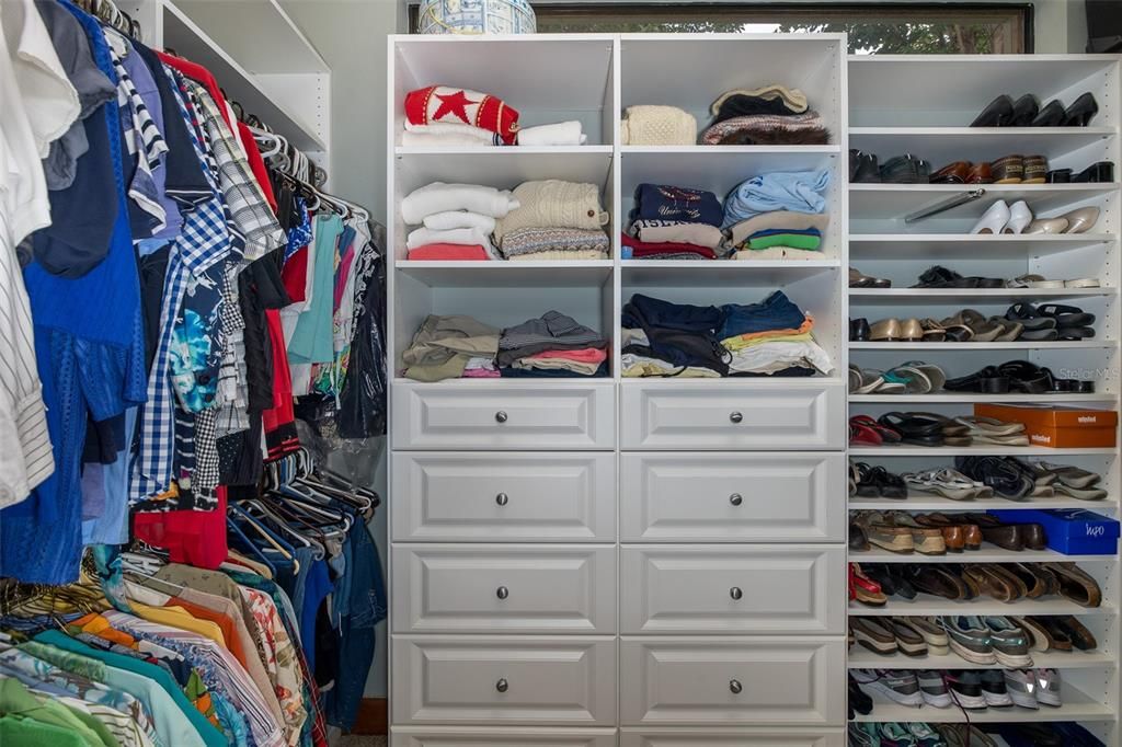 Custom Organizers in primary room closet