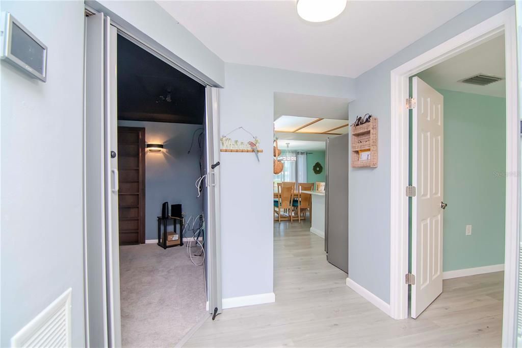 Entrance to the Media Room on the left and 3rd bedroom on the right