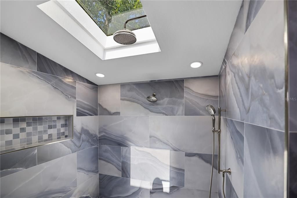Primary shower with Skylight