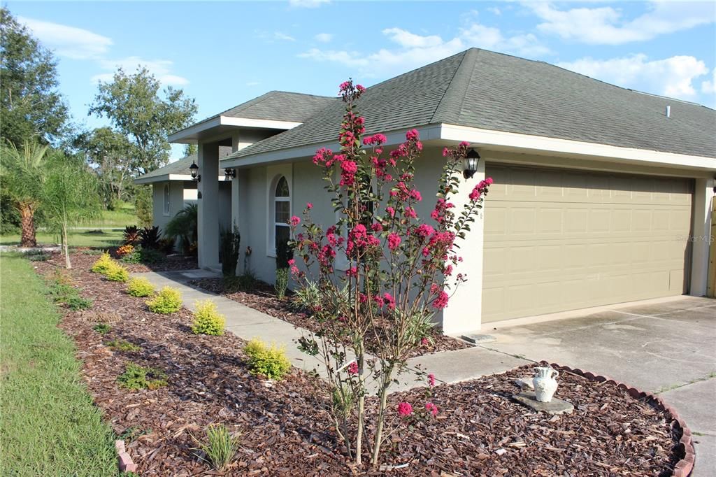 Landscaped front.