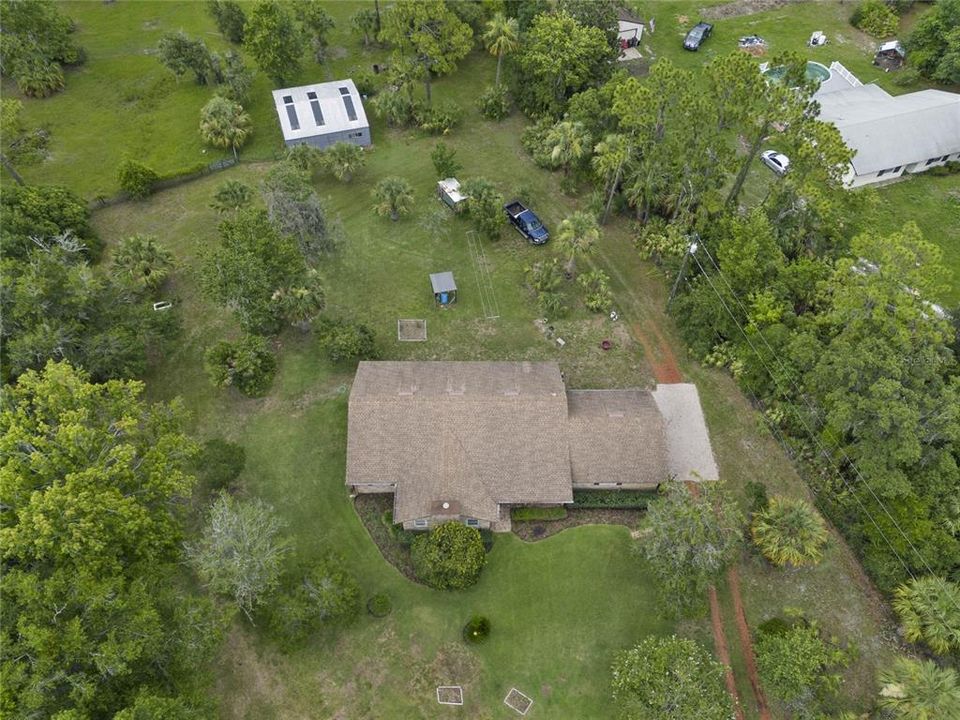 Aerial Roof of Home and Roof of Barn