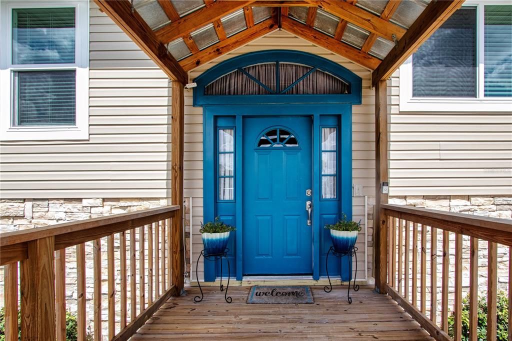 Front Entrance with New Covered Deck