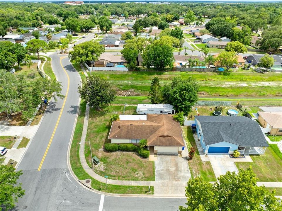 Aerial view of the corner lot.