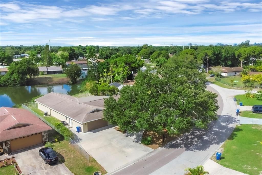 overhead view of home from front