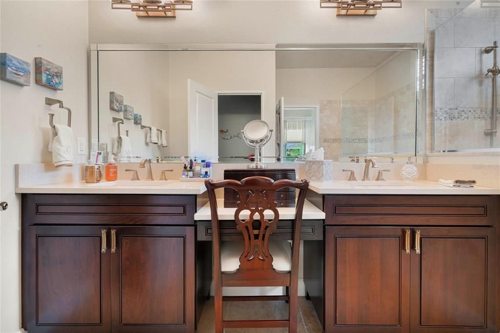 Custom Vanity with Dual Sinks & Private Water Closet with Comfort Height Toilet