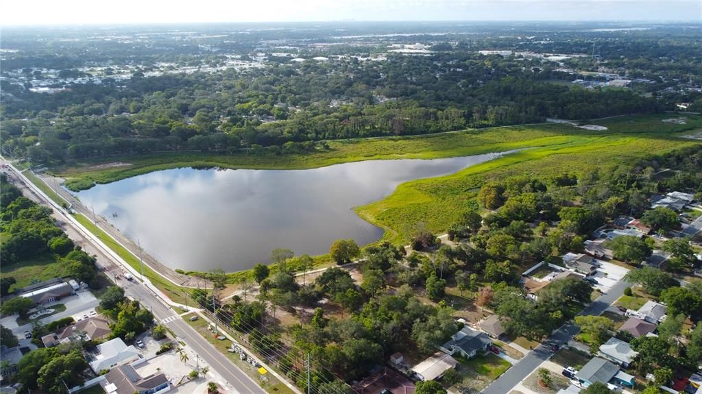 Aerial view of nearby John S. Taylor Park