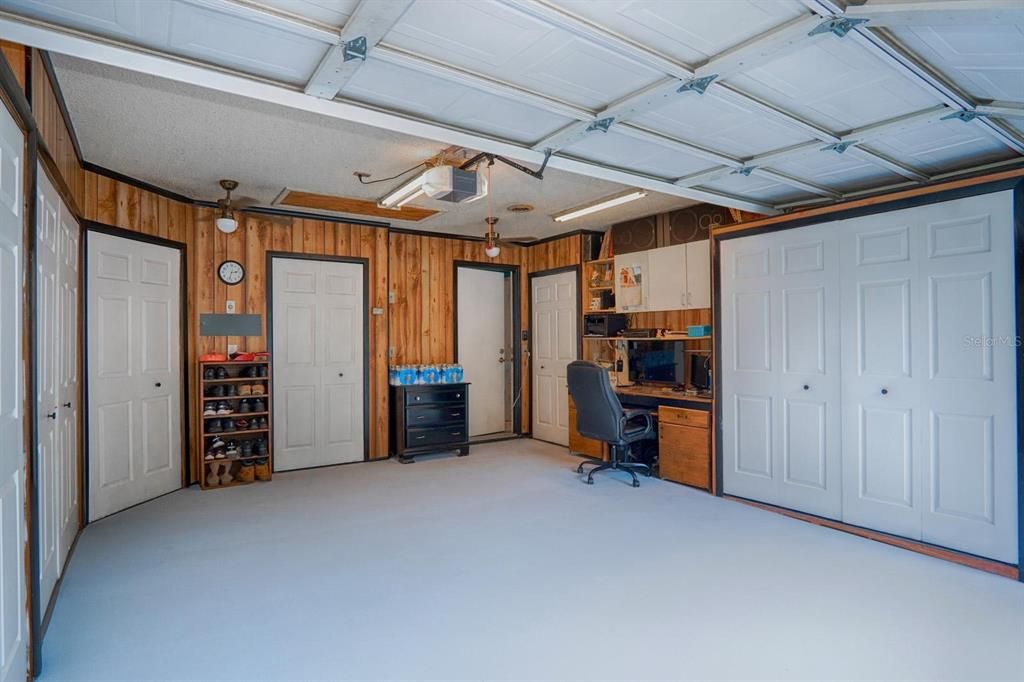 Garage with lots of storage closets