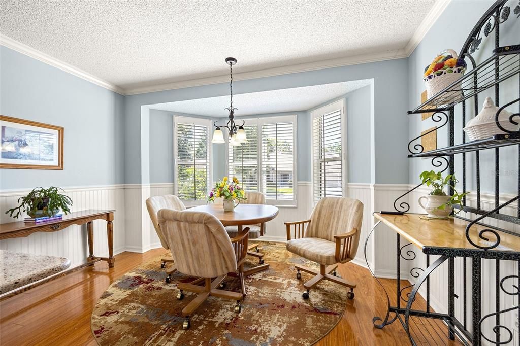 breakfast nook for more casual dining complete with Plantation Shutters.