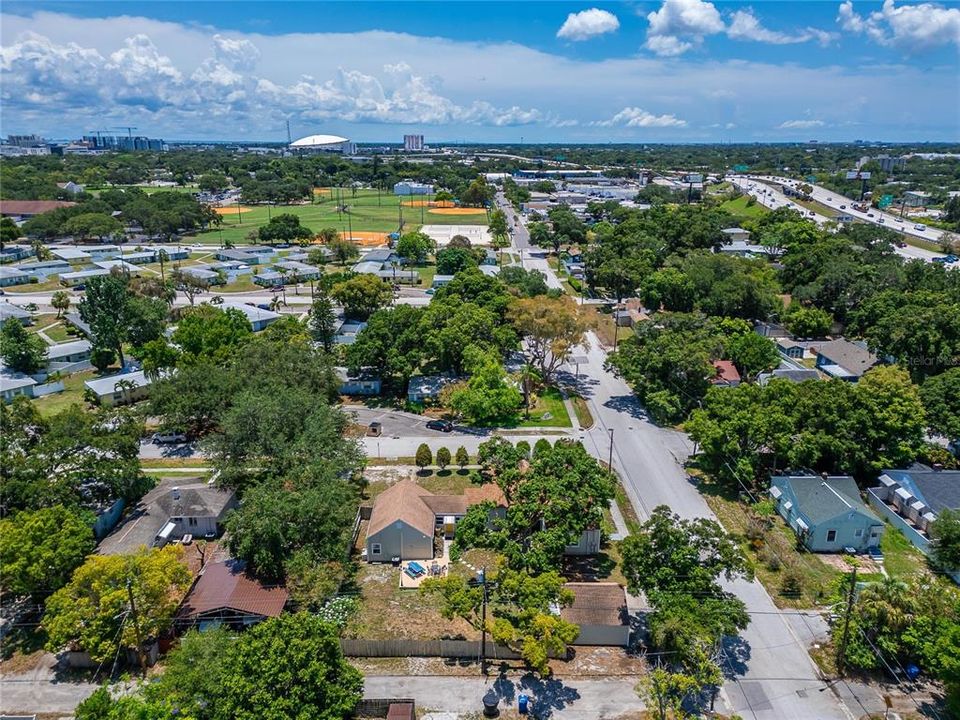 Looking south towards Woodlawn Park, Tropicana Field and downtown.